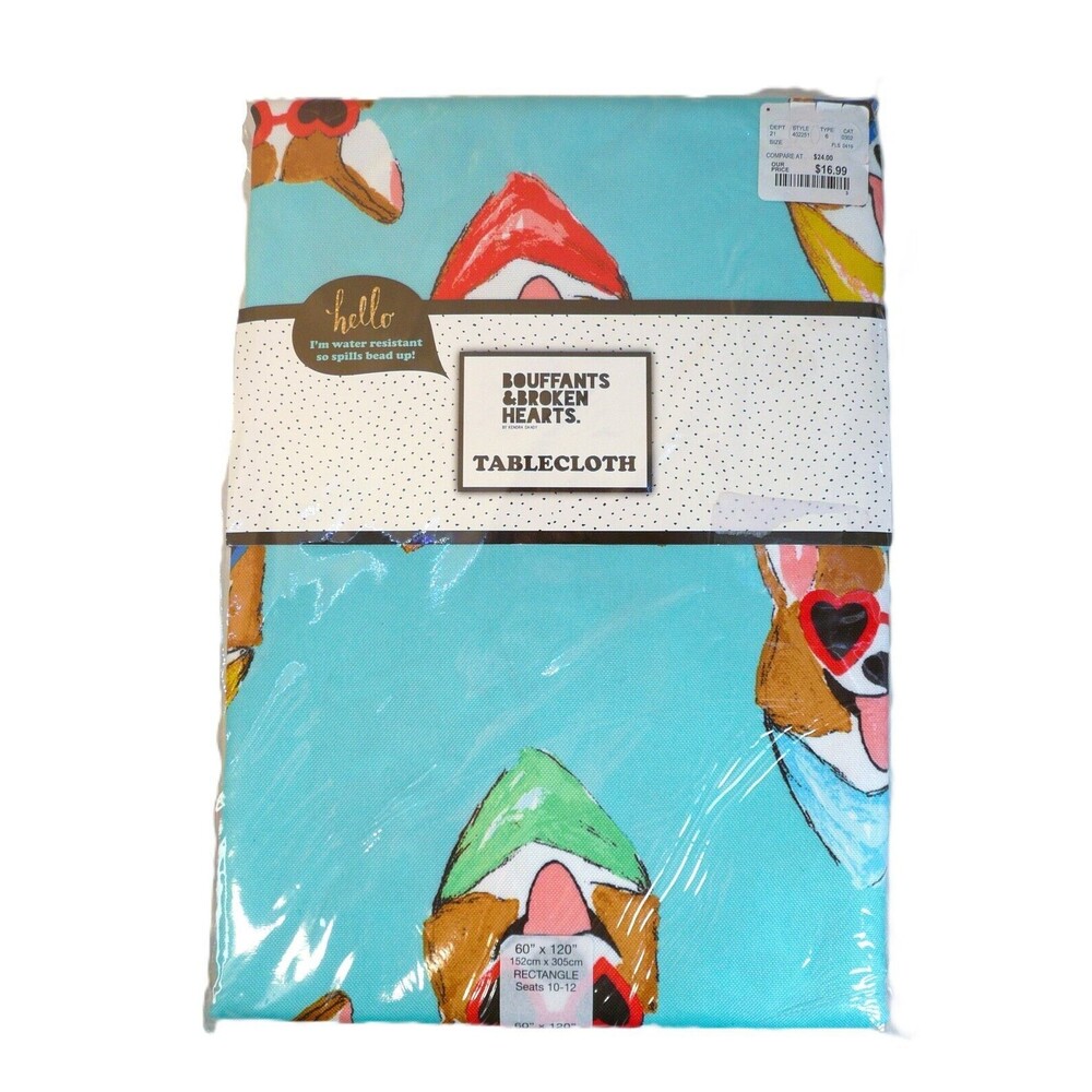 Corgi Love Table Cloth Dogs Sunglasses Summer Bouffants & Broken Hearts 60 x 120